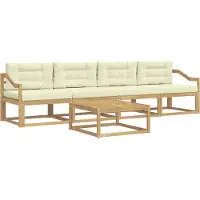 vidaXL Set di divani da esterno, 4 pezzi, bianco e crema