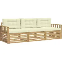vidaXL Set di divani da esterno, 3 pezzi, bianco e crema, in poliestere