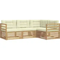 vidaXL Set da salotto da esterno , 4 pezzi, bianco e crema, in poliestere