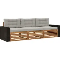 vidaXL Set da salotto da esterno , composto da 3 pezzi, in poliestere naturale e grigio chiaro