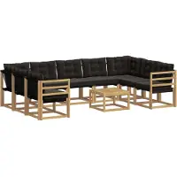 vidaXL Set di divani da esterno, 10 pezzi, bianco e nero
