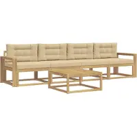 vidaXL Set di divani da esterno, 4 pezzi, bianco e beige