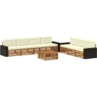 vidaXL Set da salotto da esterno , 8 pezzi, colore naturale e crema, in poliestere