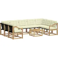 vidaXL Set da salotto da esterno, 10 pezzi, bianco e crema