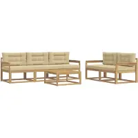 vidaXL Set di divani da esterno, 6 pezzi, bianco e beige