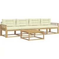 vidaXL Set di divani da esterno, 4 pezzi, bianco e crema