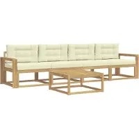 vidaXL Set di divani da esterno, 4 pezzi, bianco e crema