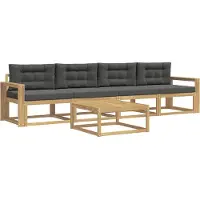 vidaXL Set di divani da esterno, 4 pezzi, bianco e antracite
