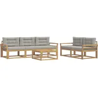 vidaXL Set di divani da esterno, 6 pezzi, bianco e grigio chiaro
