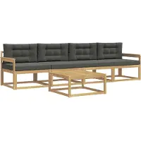 vidaXL Set di divani da esterno, 4 pezzi, bianco e antracite