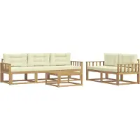 vidaXL Set di divani da esterno, 6 pezzi, bianco e crema