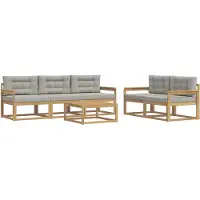 vidaXL Set di divani da esterno, 6 pezzi, bianco e grigio chiaro