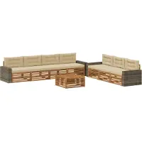 vidaXL Set da salotto da esterno , 8 pezzi, in poliestere, colore naturale e beige