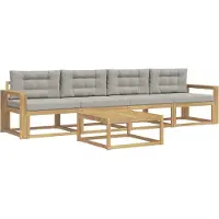 vidaXL Set di divani da esterno, 4 pezzi, bianco e grigio chiaro
