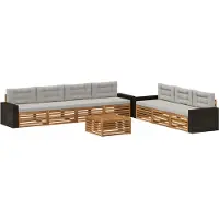 vidaXL Set da salotto da esterno , 8 pezzi, in poliestere naturale e grigio chiaro