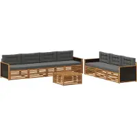 vidaXL Set da salotto da esterno , 8 pezzi, in poliestere, colore naturale e antracite