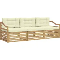 vidaXL Set di divani da esterno, 3 pezzi, bianco e crema, in poliestere
