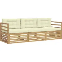 vidaXL Set di divani da esterno, 3 pezzi, bianco e crema, in poliestere