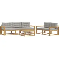 vidaXL Set di divani da esterno, 6 pezzi, bianco e grigio chiaro