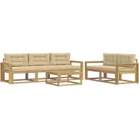 vidaXL Set di divani da esterno, 6 pezzi, bianco e beige