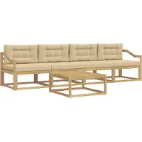 vidaXL Set di divani da esterno, 4 pezzi, bianco e beige