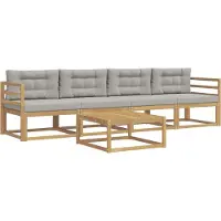 vidaXL Set di divani da esterno, 4 pezzi, bianco e grigio chiaro
