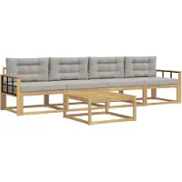 vidaXL Set di divani da esterno, 4 pezzi, bianco e grigio chiaro