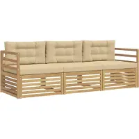 vidaXL Set di divani da esterno, 3 pezzi, bianco e beige, in poliestere