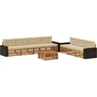 vidaXL Set da salotto da esterno , 8 pezzi, in poliestere, colore naturale e beige