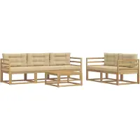 vidaXL Set di divani da esterno, 6 pezzi, bianco e beige