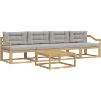 vidaXL Set di divani da esterno, 4 pezzi, bianco e grigio chiaro