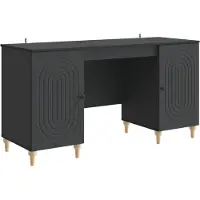 vidaXL Scrivania nera , 142,5 x 50 x 75 cm, realizzata in materiale composito di legno