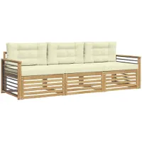 vidaXL Set di divani da esterno, 3 pezzi, bianco e crema, in poliestere