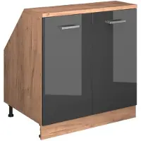 Vicco Mobile cucina sottotetto R-Line Antracite lucido 80 cm con 2 porte, corpio 60 cm profondità, Model 59966