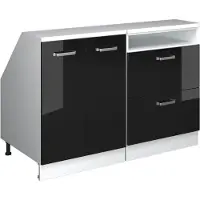 Vicco Mobile cucina sottotetto R-Line Nero lucido 120 cm Set di 2 carcasse armadio profondità 60 cm, Model 60018
