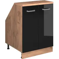 Vicco Mobile cucina sottotetto R-Line Nero lucido 60 cm con 2 porte, corpio 60 cm profondità, Model 60273