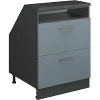 Vicco Mobile cucina sottotetto R-Line Grigio-blu 60 cm con 2 cassetti, corpio 60 cm profondità, Model 60383