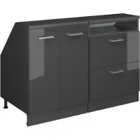 Vicco Mobile cucina sottotetto R-Line Antracite lucido 120 cm Set di 2 carcasse armadio profondità 60 cm, Model 60092