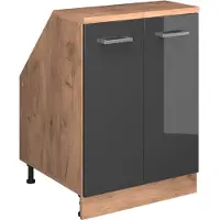 Vicco Mobile cucina sottotetto R-Line Antracite lucido 60 cm con 2 porte, corpio 60 cm profondità, Model 60075