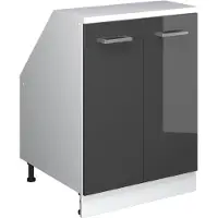 Vicco Mobile cucina sottotetto R-Line Antracite lucido 60 cm con 2 porte, corpio 60 cm profondità, Model 60040