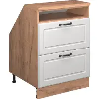 Vicco Mobile cucina sottotetto R-Line Bianco rustico 60 cm con 2 cassetti, corpio 60 cm profondità, Model 60460