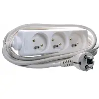 VOREL Bianco Cavo di prolunga a 3 prese 3,0M con terra 72504