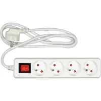 TRIZERATOP Cavo di prolunga bianco 4 prese 1,5M con messa a terra, interruttore 72525