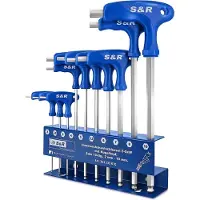Unyqoos Set di chiavi a Esagono HX ERGO-T, 10 pezzi, acciaio S2, impugnatura a T con testa sferica, portachiavi in metallo, misurazione metrica da 2 a 10 mm (lunghezze da 100 a 200 mm)