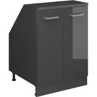 Vicco Mobile cucina sottotetto R-Line Antracite lucido 60 cm con 2 porte, corpio 60 cm profondità, Model 60150
