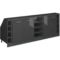 Vicco Mobile cucina sottotetto R-Line Antracite lucido 210 cm Set di 5 carcasse armadio profondità 60 cm, Model 60377