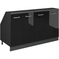 Vicco Mobile cucina sottotetto R-Line Nero lucido 140 cm Set di 2 carcasse armadio profondità 60 cm, Model 60296