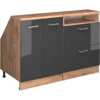 Vicco Mobile cucina sottotetto R-Line Antracite lucido 120 cm Set di 2 carcasse armadio profondità 60 cm, Model 60053