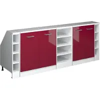 Vicco Mobile cucina sottotetto R-Line Rosso lucido 210 cm Set di 5 carcasse armadio profondità 60 cm, Model 60144