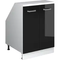 Vicco Mobile cucina sottotetto R-Line Nero lucido/Bianco 60 cm con 2 porte, corpio 60 cm profondità, Model 60041